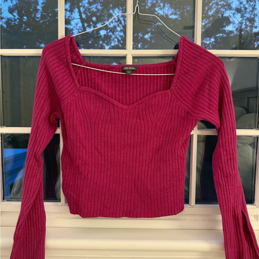 Wild Fable Ribbed Knit Top in Deep Red